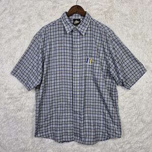 Vintage PNB Nation XL Blue Plaid Hidden Button Up Woven Shirt Streetwear Skater